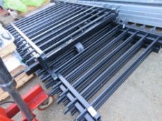 STACK OF BLACK STEEL ORNAMENTAL FENCING, 1.5M HEIGHT, UNUSED. 18M LENGTH APPROX WITH 2 X GATES@1.5M