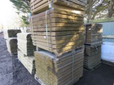 3 X PALLETS OF SHIPLAP PRESSURE TREATED FENCE CLADDING TIMBER BOARDS. 1.03M LENGTH X 95MM WIDTH AP