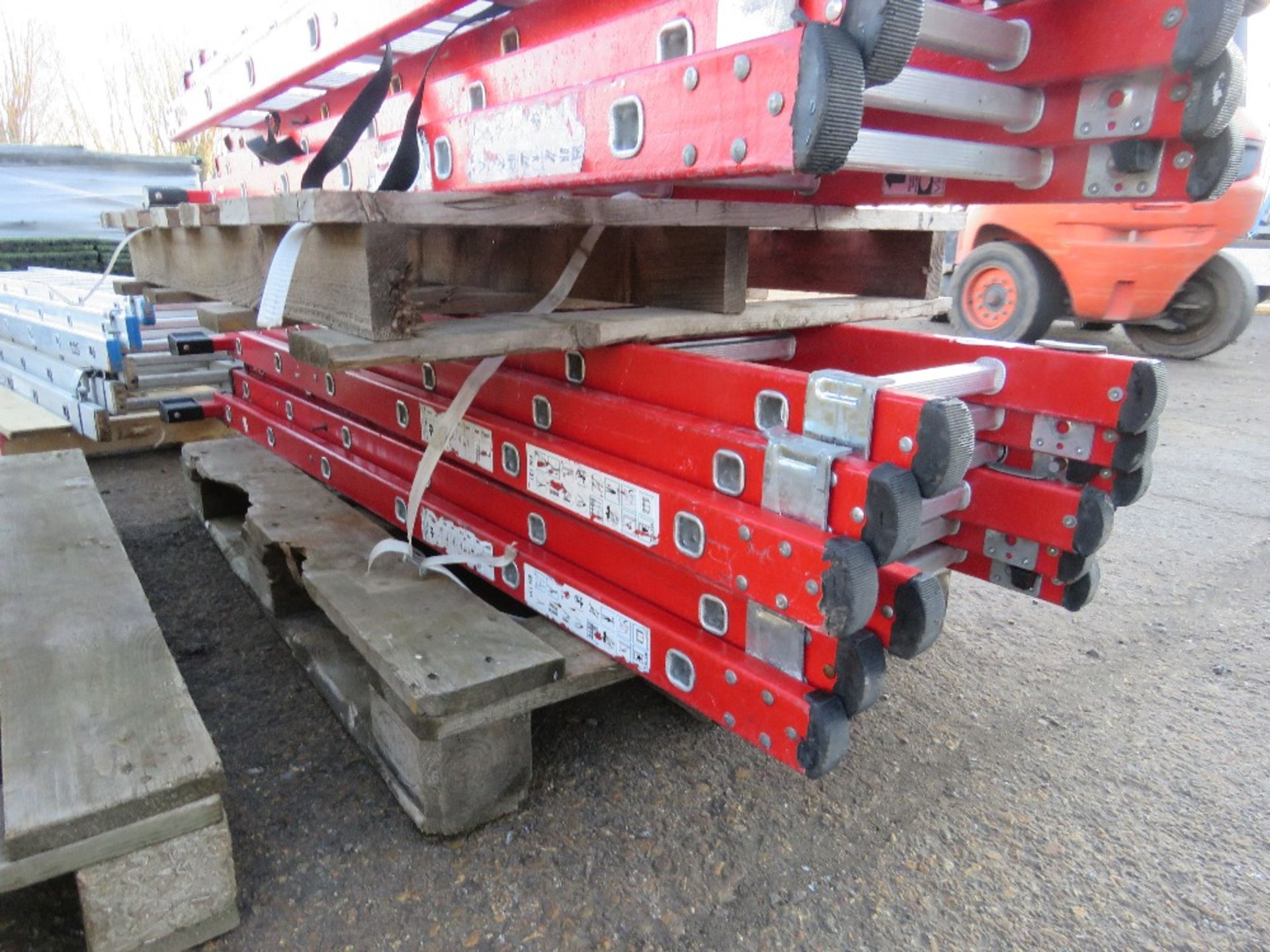 2 X GRP 3 STAGE LADDERS, 1.65M CLOSED LENGTH APPROX. THIS LOT IS SOLD UNDER THE AUCTIONEERS MARGIN S - Image 2 of 2