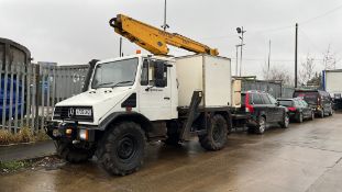 MERCEDES UNIMOG U100L TRACTOR WITH FITTED VERSALIFT EUROTEL 36NF BOOM LIFT ACCESS UNIT REG:AF02 UKZ.