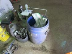 LARGE BUCKET AND A BIN OF KEY CLAMP PIPE FITTINGS.. SOURCED FROM DEPOT CLEARANCE.