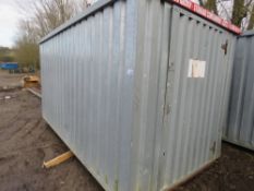 STRATA DEMOUNTABLE TEMPORARY SITE STORE WITH SKID RUNNERS UNDERNEATH. WITH KEY (BOTTOM LOCK NOT OPEN