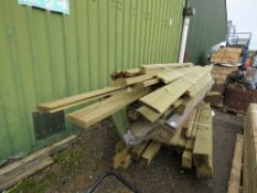 3 X PALLETS OF ASSORTED TIMBER POSTS AND FENCING TIMBERS.