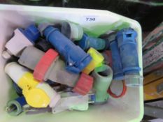 BOX OF LARGE ASSORTED PLUGS AND SOCKETS. SOURCED FROM COMPANY LIQUIDATION. THIS LOT IS SOLD UNDER T