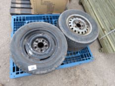 4 X WHEELS AND TYRES, 13" AND 14". NO VAT CHARGED ON THE HAMMER PRICE OF THIS LOT.