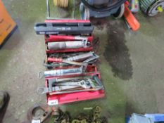 TOOL BOX CONTAINING TORQUE WRENCH, GREASE GUNS, SPANNERS ETC. THIS LOT IS SOLD UNDER THE AUCTIONEERS