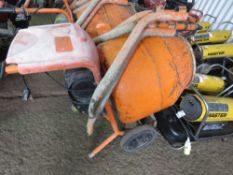 BELLE MINI MIX 150 240VOLT CEMENT MIXER WITH STAND SET (STAND REQUIRES ADJUSTMENT TO BE USED).