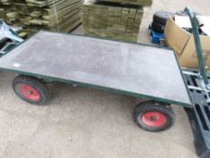 4 WHEELED WAREHOUSE TROLLEY, 6FT X 3FT BED APPROX, SOURCED FROM COMPANY LIQUIDATION