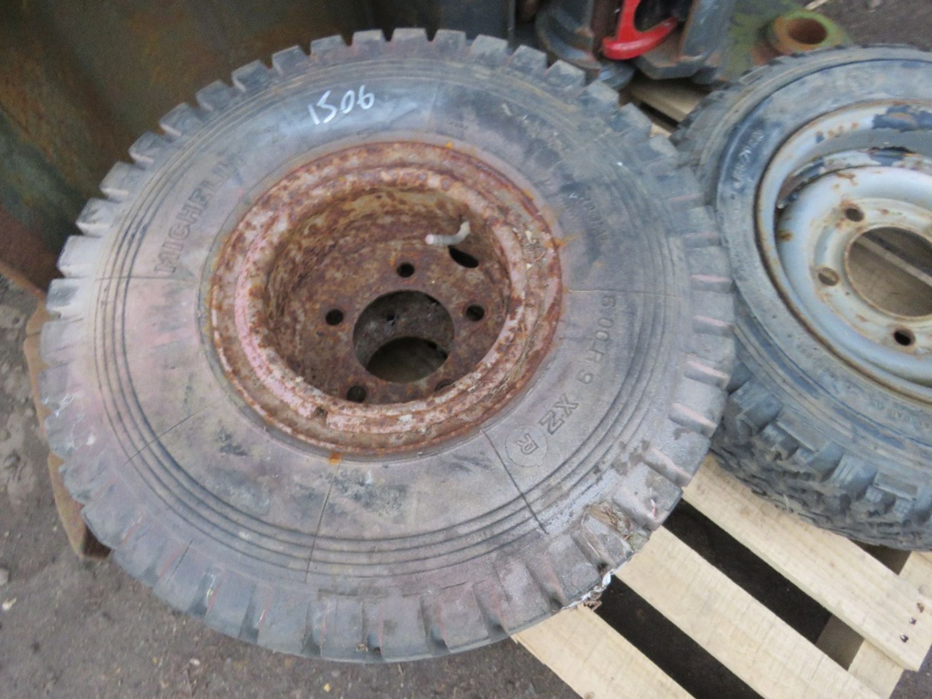 3 X TRAILER WHEELS AND TYRES. - Image 2 of 3