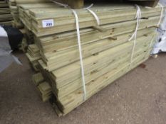 LARGE PACK OF TREATED FEATHER EDGE TIMBER FENCE CLADDING, 1.75M LENGTH X 105MM WIDTH APPROX.