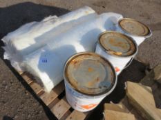 2 X ROLLS OF GRP MATERIAL PLUS 3 X DRUMS OF STANDARD ROOFING TOP COAT GREY RESIN. THIS LOT IS SOLD U