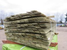 PACK OF PRESSURE TREATED SHIPLAP TIMBER CLADDING BOARDS. 1.75M LENGTH X 9.5CM WIDTH APPROX.