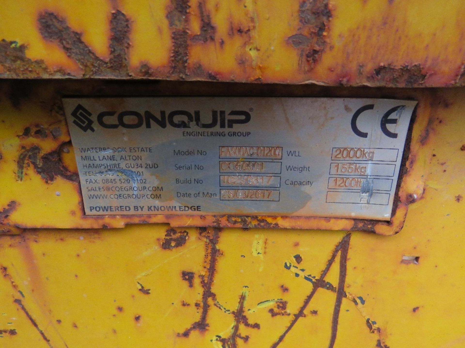 CONQUIP TELEHANDLER MOUNTED TIP SKIP, WITH AUTOLOCK SYSTEM. - Image 2 of 4