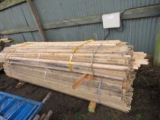 2 X LARGE BUNDLES OF UNTREATED HALF ROUND LIGHTWEIGHT RAILS. 50MM WIDTH X 10FT LENGTH APPROX.