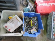 2 X BOXES OF ASSORTED BOLTS AND FIXINGS.