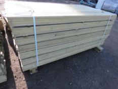 LARGE PACK OF PRESSURE TREATED HIT AND MISS CLADDING TIMBER SLATS. LENGTH 1.74M X 100MM WIDTH APPRO