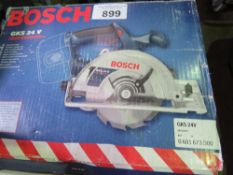 BOSCH 24VOLT CIRCULAR SAW IN BOX, NO BATTERY.