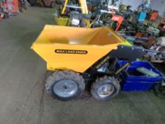 PETROL ENGINED 4 WHEEL MUCK BARROW, 250KG RATED. WHEN TESTED WAS SEEN TO START AND DRIVE.