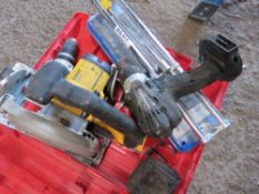 ASSORTED POWER TOOLS: 2 X BATTERY DRILLS, DEWALT CIRCULAR SAW, LASER LEVEL AND TILE CUTTER. THIS LOT