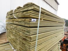 LARGE PACK OF TREATED SHIPLAP TIMBER FENCE CLADDING, 1.54M LENGTH X 95MM APPROX.