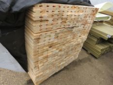 LARGE PACK OF H SECTION UNTREATED TIMBER BATTENS. SIZE 1.57M LENGTH X 55MM X 35MM APPROX.