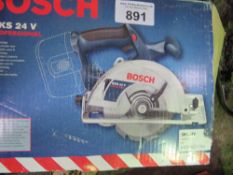 BOSCH 24VOLT CIRCULAR SAW IN BOX, NO BATTERY.