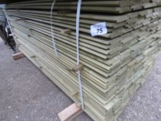 LARGE PACK OF PRESSURE TREATED SHIPLAP TIMBER CLADDING BOARDS. 1.75M LENGTH X 9.5CM WIDTH APPROX.
