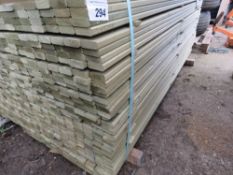 LARGE PACK OF VENETIAN TREATED TIMBER FENCING SLATS, 1.72M LENGTH X 45MM X 16MM APPROX.