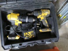 DEWALT BATTERY DRILL SET, AS SHOWN. THIS LOT IS SOLD UNDER THE AUCTIONEERS MARGIN SCHEME, THEREFORE