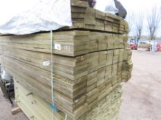 LARGE PACK OF 168NO PRESSURE TREATED TIMBER CLADDING BOARDS. 1.83M LENGTH X 140MM WIDTH X 30MM DEPTH