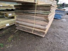 STACK OF APPROXIMATELY 54NO ASSORTED TIMBER SHEETS, MAJORITY APPEAR TO BE PLYWOOD, PRE USED. THIS LO