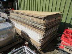 STACK OF PRE USED PLYWOOD BOARDS, 60NO APPROX IN TOTAL. THIS LOT IS SOLD UNDER THE AUCTIONEERS MARGI
