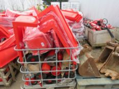 PALLET OF ASSORTED FIRE EXTINGUISHERS WITH STANDS, APPROXIMATELY 30NO IN TOTAL. SOURCED FROM LONDON