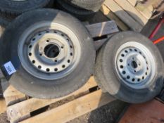 4 X TRAILER TYPE WHEELS AND TYRES: 2 X 155.80R13 PLUS 2 X 165R13.