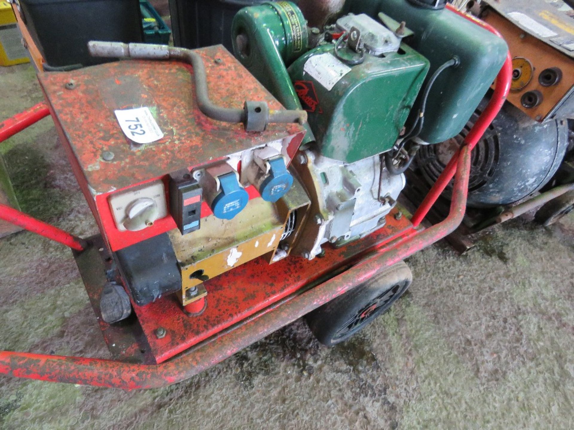 DIESEL ENGINED HANDLE START GENERATOR, DUAL VOLTAGE WITH HANDLE.