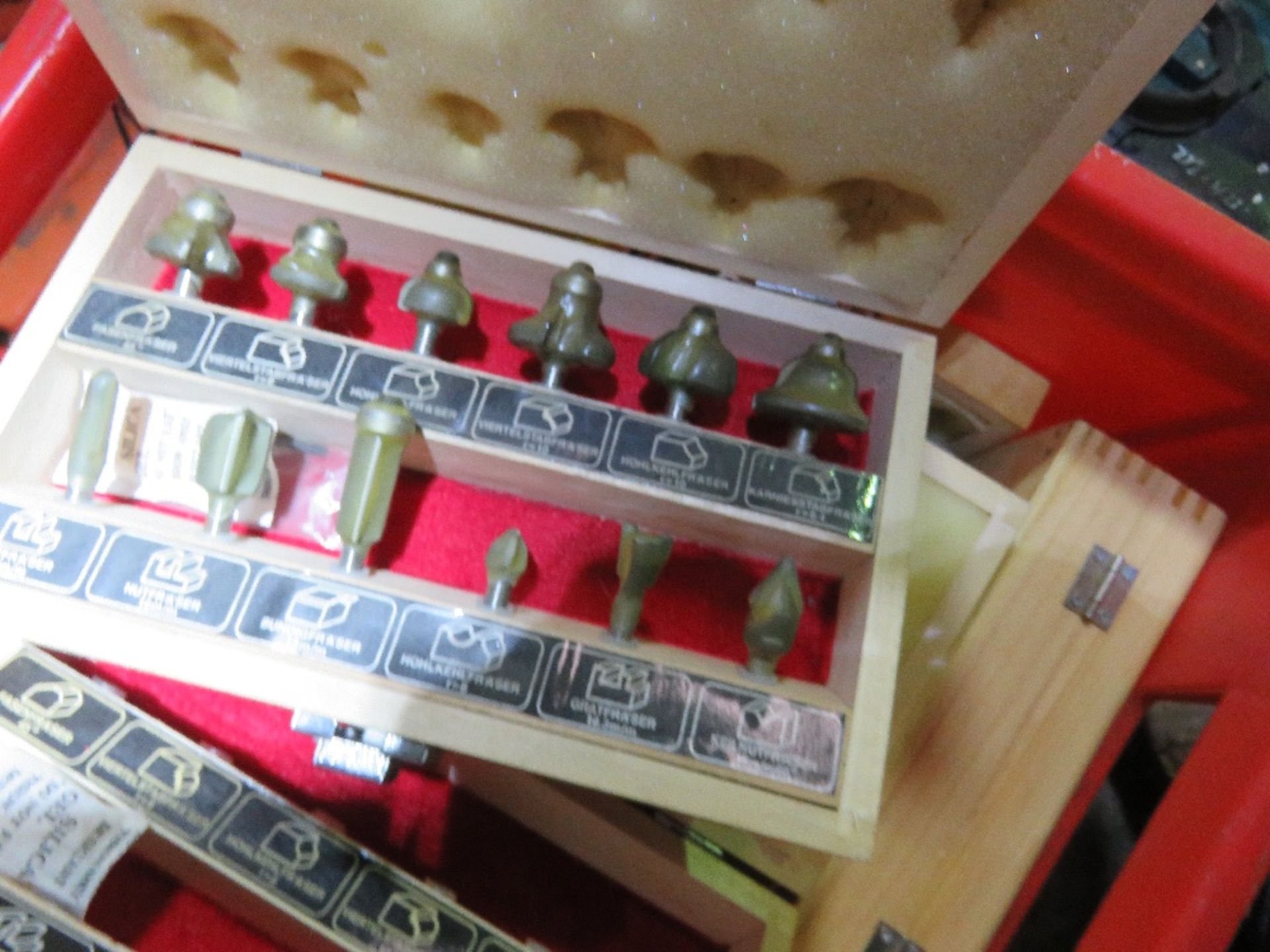 BOX CONTAINING 8 X ROUTER BIT SETS IN WOODEN BOXES. - Image 2 of 2