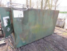 DIESEL STORAGE TANK WITH ELECTRIC PUMP AND HOSE AND GUN. 1.5M X 1.5M X 2.5M APPROX. (2700LITRE??)