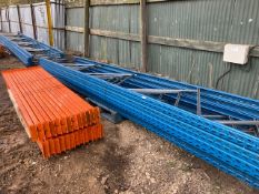 BUNDLE OF PALLET RACKING WITH UPRIGHTS, BEAMS AND BOARDS BEING REMOVED FROM A COMPANY LIQUIDATION ON