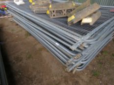 STACK OF APPROXIMATELY 28 X HERAS TYPE TEMPORARY SITE FENCE PANELS WITH SOME CLIPS AND FEET AS SHOWN