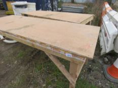 2 X LARGE WOODEN WORKSHOP BENCHES, 8FT X 3FT APPROX.