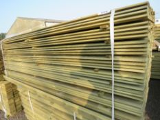 LARGE PACK OF PRESSURE TREATED SHIPLAP FENCE CLADDING BOARDS. 1.83M LENGTH X 100MM WIDTH APPROX.