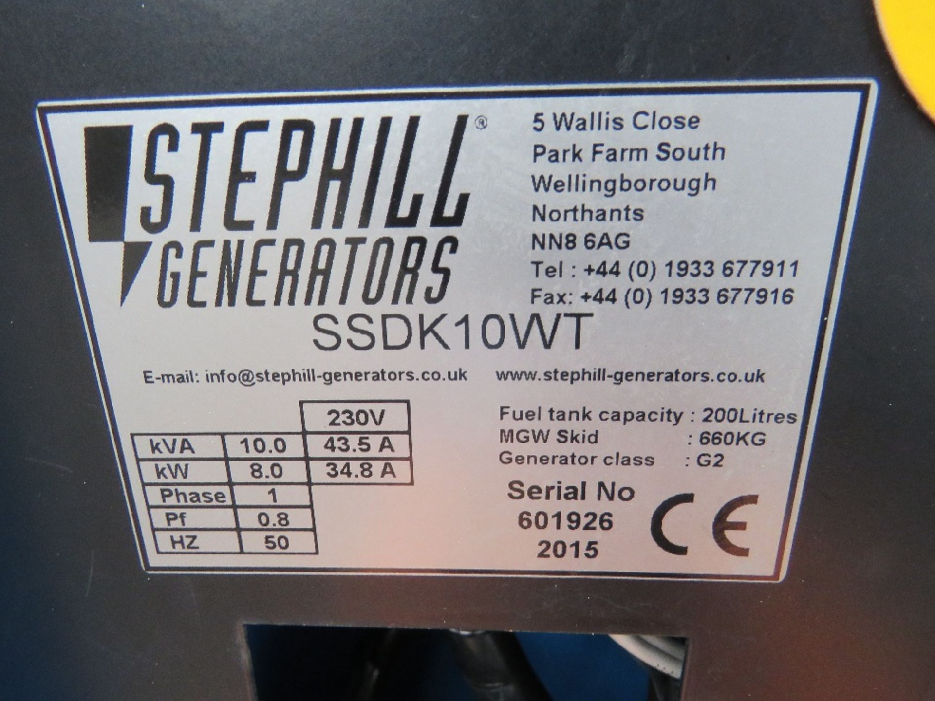 STEPHILL 10KVA COMPACT GENERATOR SET, KUBOTA 3 CYLINDER DIESEL ENGINE. PARTS MISSING AS SHOWN. PREVI - Image 2 of 7