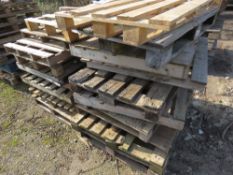 2 X STACKS OF ASSORTED WOODEN PALLETS, 20NO APPROX IN TOTAL.