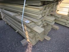 LARGE PACK OF PRESSURE TREATED SHIPLAP FENCE CLADDING BOARDS. 1.75M LENGTH X 100MM WIDTH APPROX.