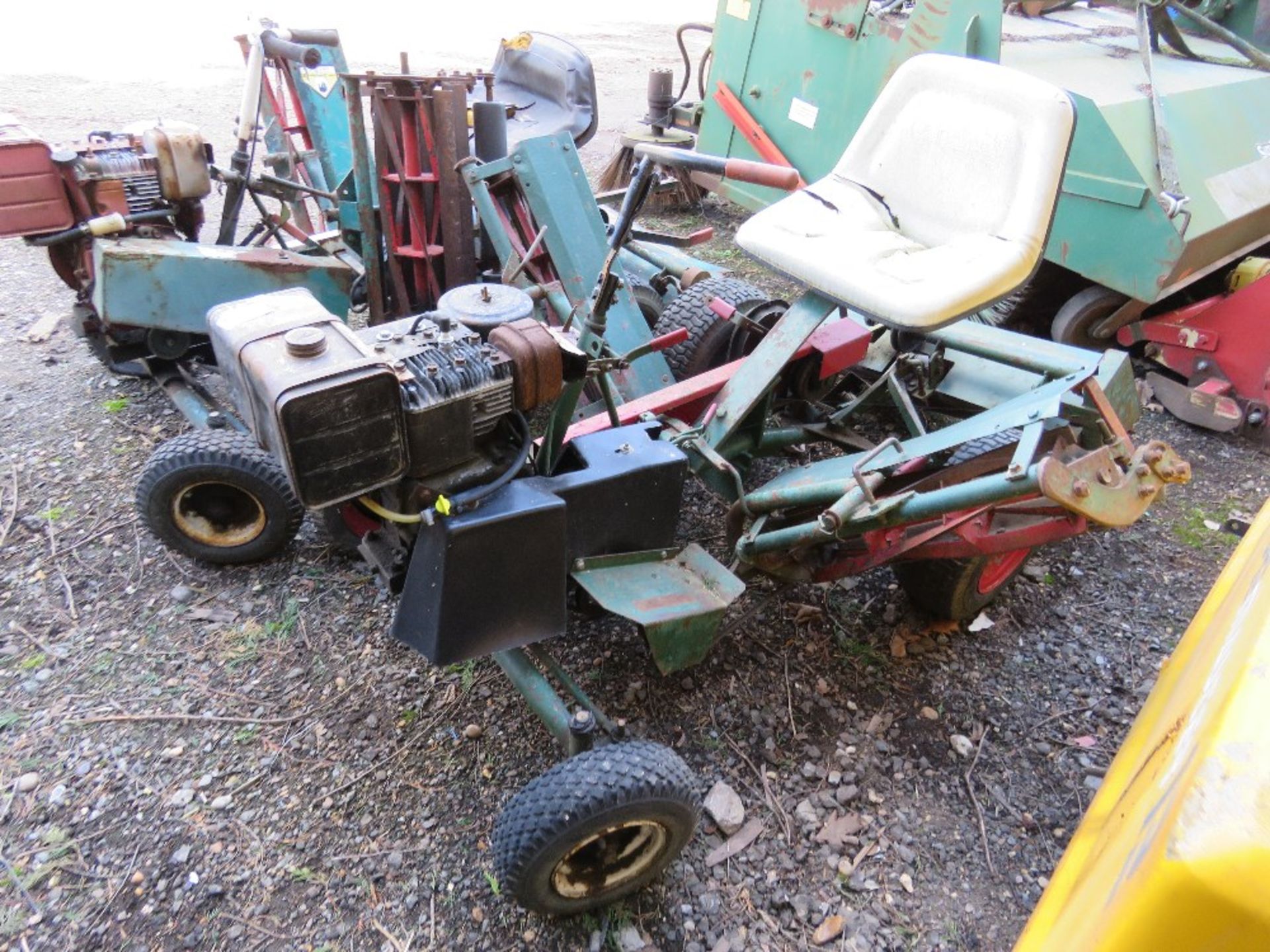 NATIONAL TRIPLE RIDE ON CYLINDER MOWER. NO VAT ON HAMMER PRICE. - Image 2 of 4