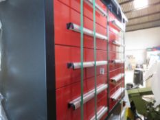 1 X MULTI DRAWED WORKSHOP TOOL CABINET. 2 BANKS OF DRAWERS. UNUSED WITH KEYS. ON WHEELS. OVERALL HEI