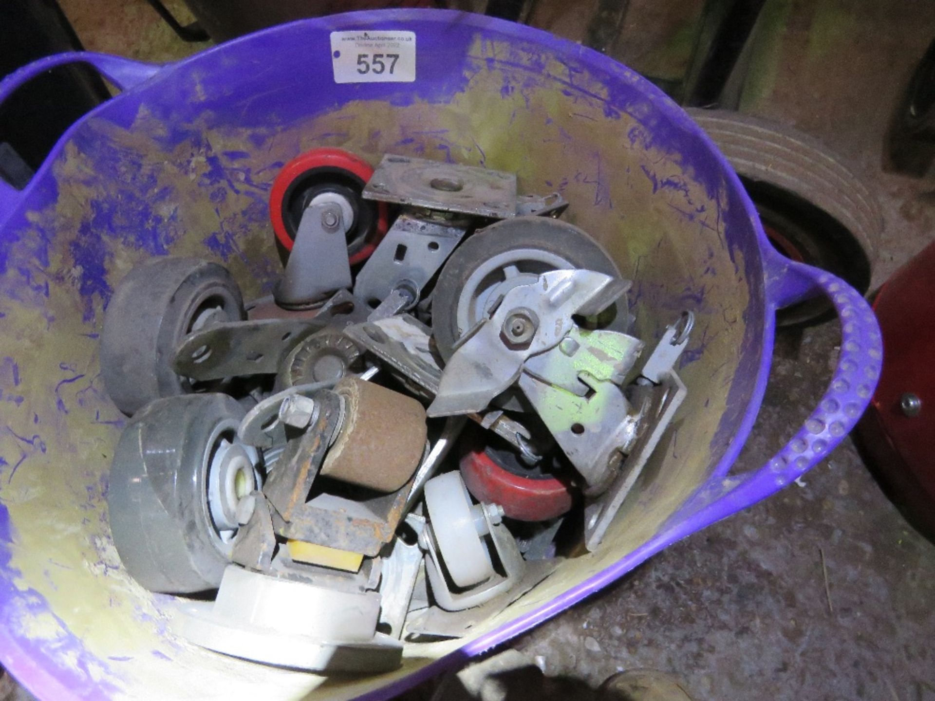 BUCKET OF ASSORTED CASTOR TYPE WHEELS. - Image 2 of 2