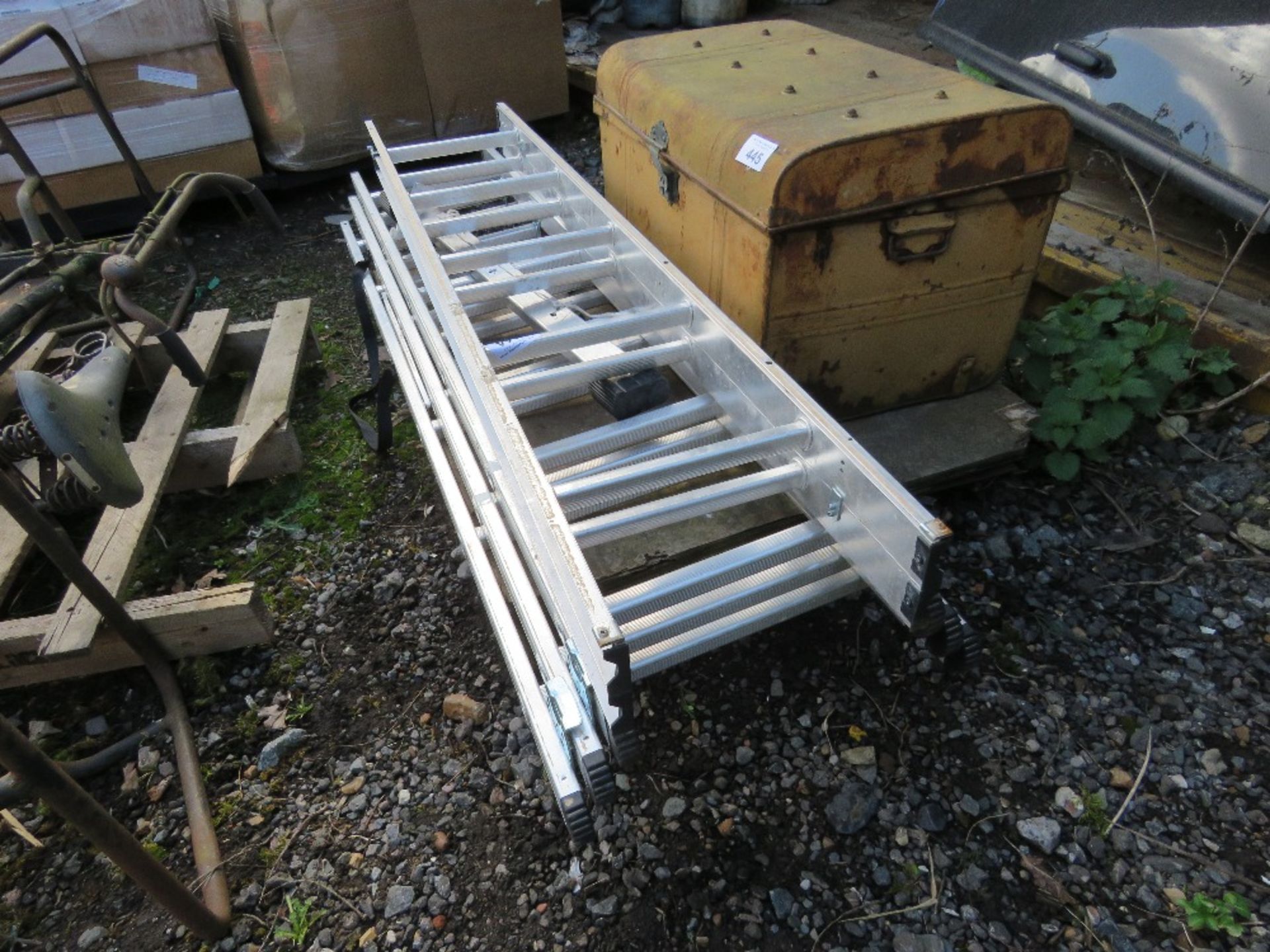 2 X SMALL ALUMINIUM LADDERS, 2 STAGE AND 3 STAGE. THIS LOT IS SOLD UNDER THE AUCTIONEERS MARGIN SCHE - Image 2 of 2