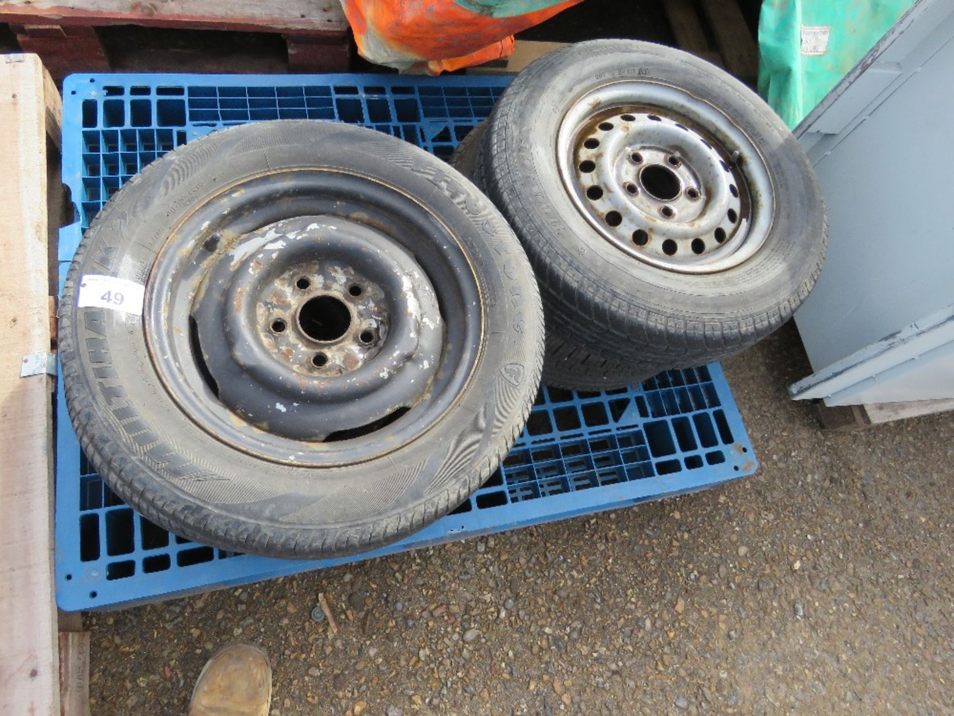 4 X WHEELS AND TYRES, 13" AND 14". NO VAT CHARGED ON THE HAMMER PRICE OF THIS LOT.