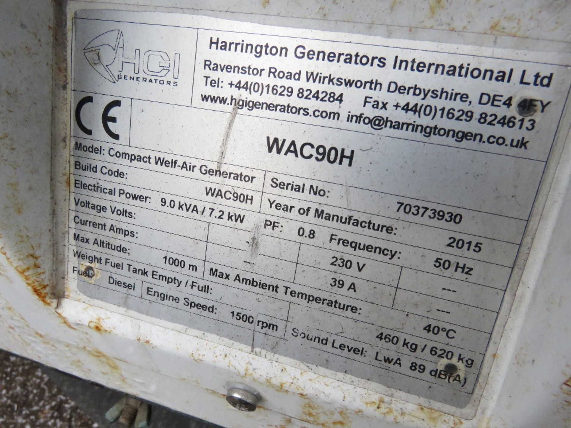 HARRINGTON HGI COMPACT GENERATOR SET, KUBOTA 3 CYLINDER DIESEL ENGINE. PREVIOUSLY USED FOR POWERING - Image 2 of 6